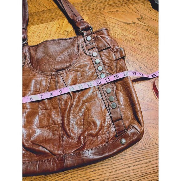 B Makowsky leather bag, super soft leather, animal print lining silver studs des - Picture 8 of 8